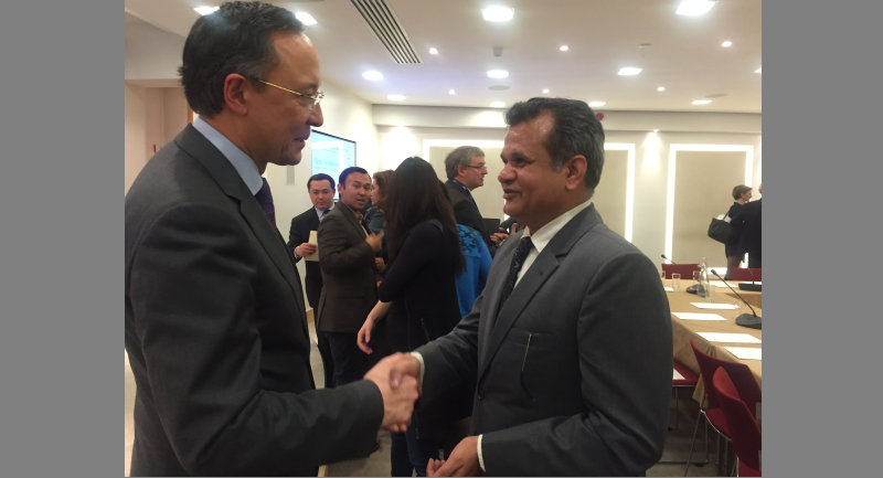 Dr Saxena with HE Mr Kairat Abdrakhmanov, Foreign Minister of Kazakhstan in London